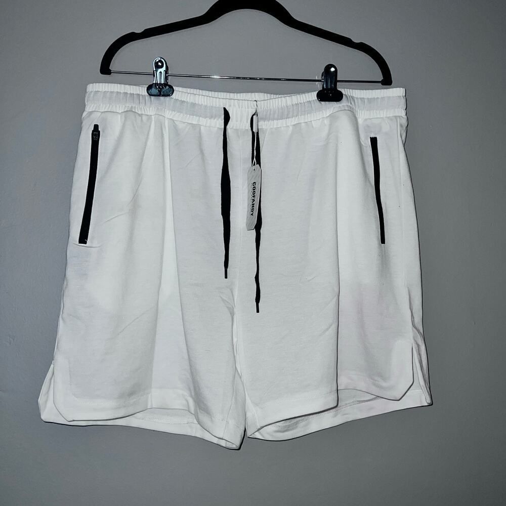 ✨Coofandy Men White Gym Shorts XL Athletic Workout Running Activewear NWT